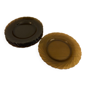 Assiettes plates Vereco, verre