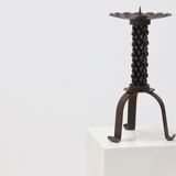 Brutalist Sculptural Wrought Iron Candle Holder 1960s