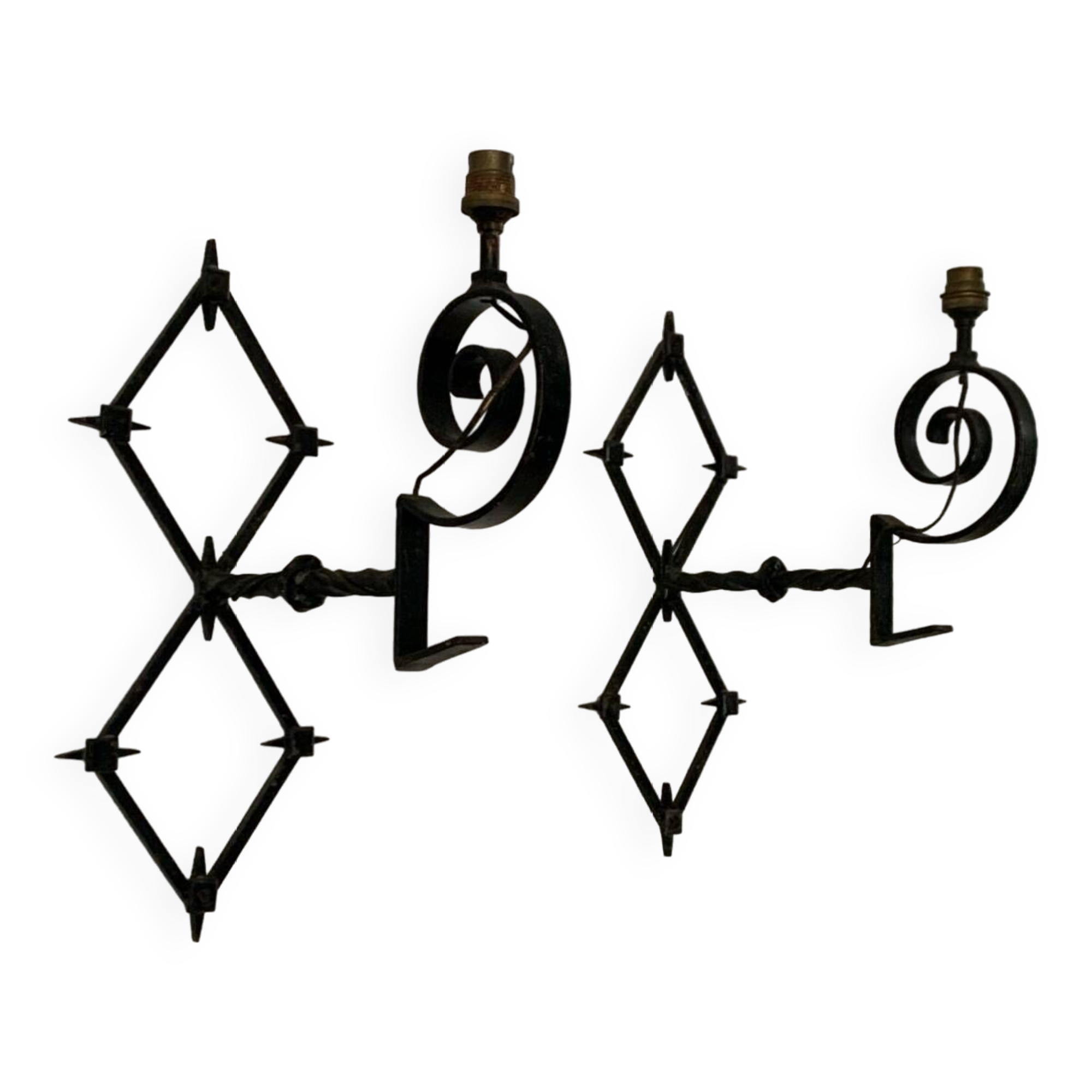 Wrought iron wall lights from the 60s