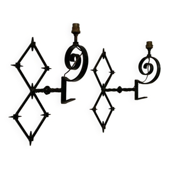 Wrought iron wall lights from the 60s