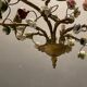 Italian Tole Ceramic Flower Chandelier, 1960s