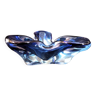 Cendrier trilobé en cristal bleu