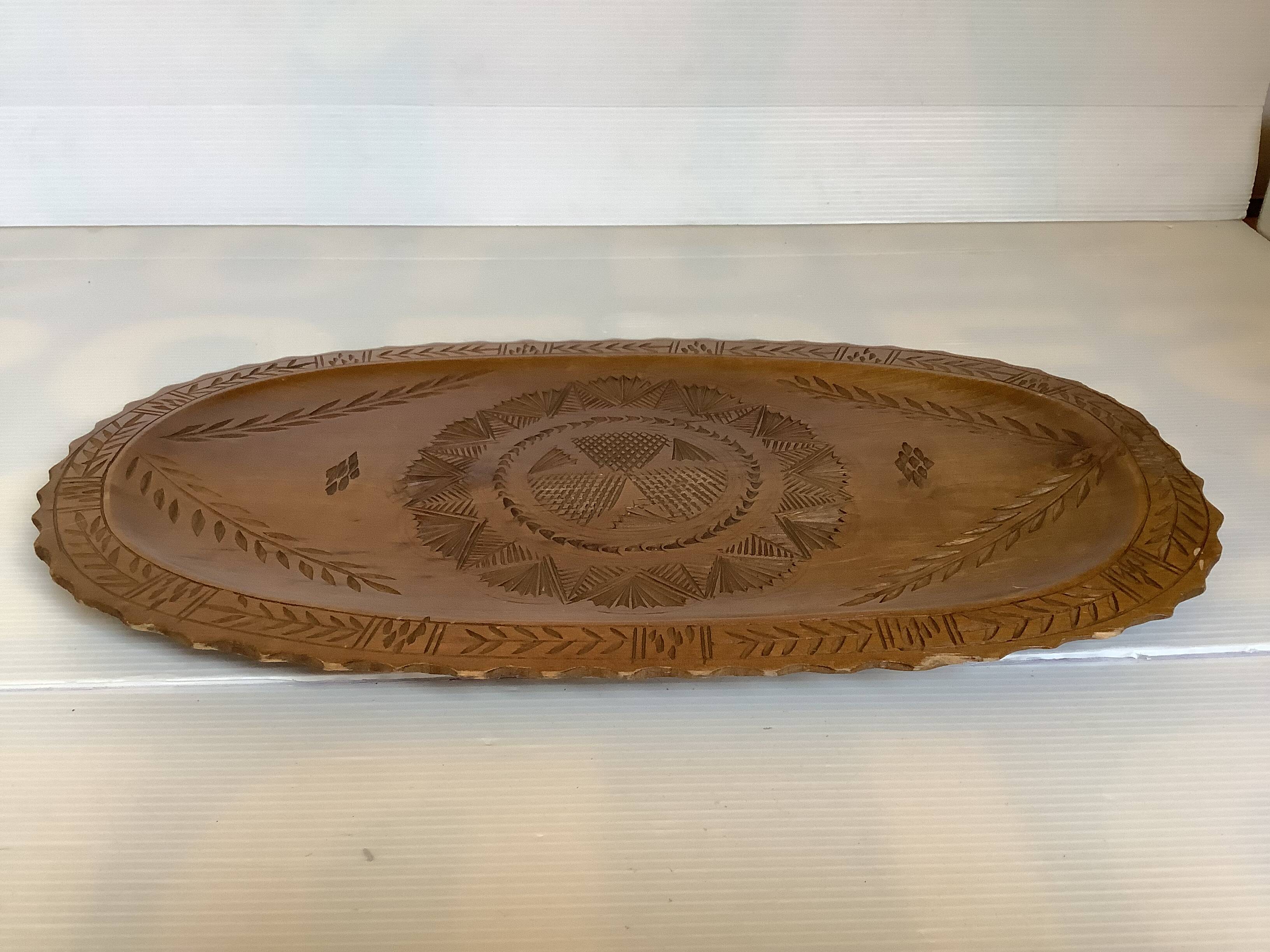 Black Forest style carved wooden tray