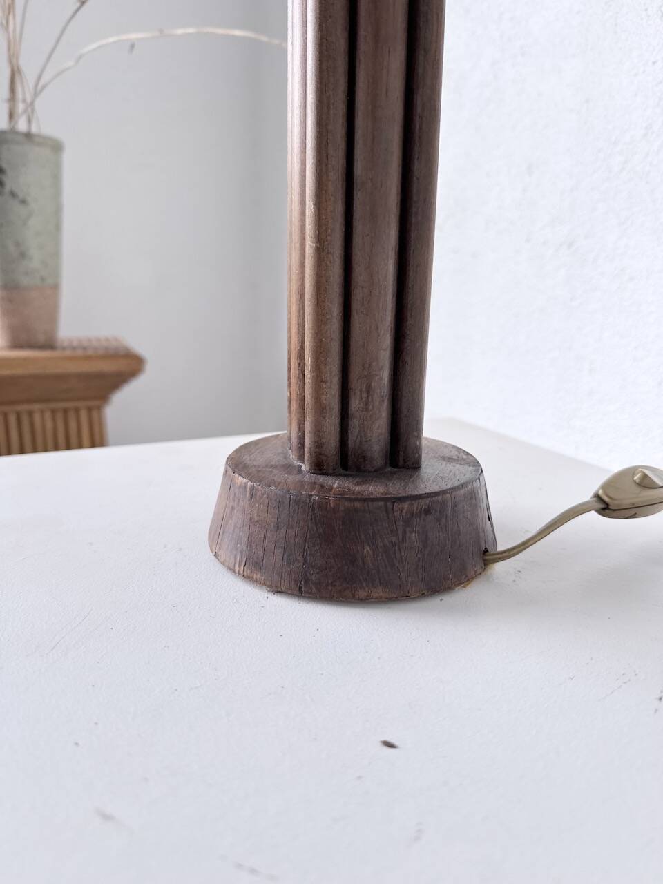 1940s Art Deco oak desk lamp