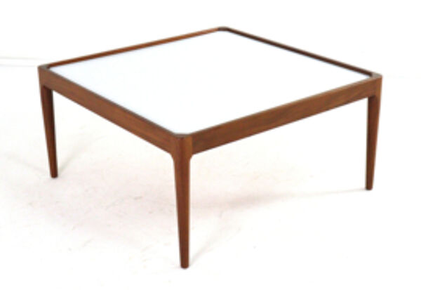Table basse carrée avec plateau réversible 'Hilleberg' - style mid-century modern
