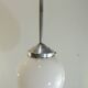 Vintage suspension in aluminum metal and opaline glass globe – Industrial design