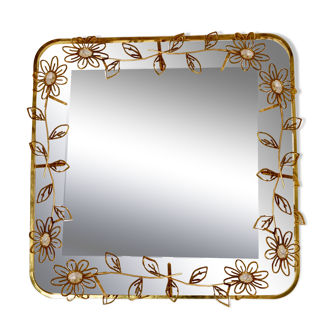 Palwa 1960-70 Brass and Crystal Illuminating Mirror