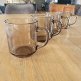 4 smoked glass mugs