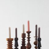 Scandinavian Wooden Candleholders, Set of 6