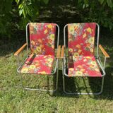 60s floral camping folding chairs