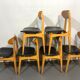 12 stella 1950 chairs in signed curved wood