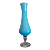 Soliflore en opaline bleu opalescente vintage