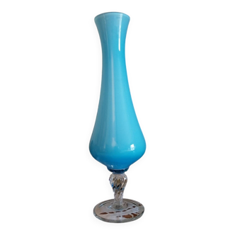 Soliflore en opaline bleu opalescente vintage