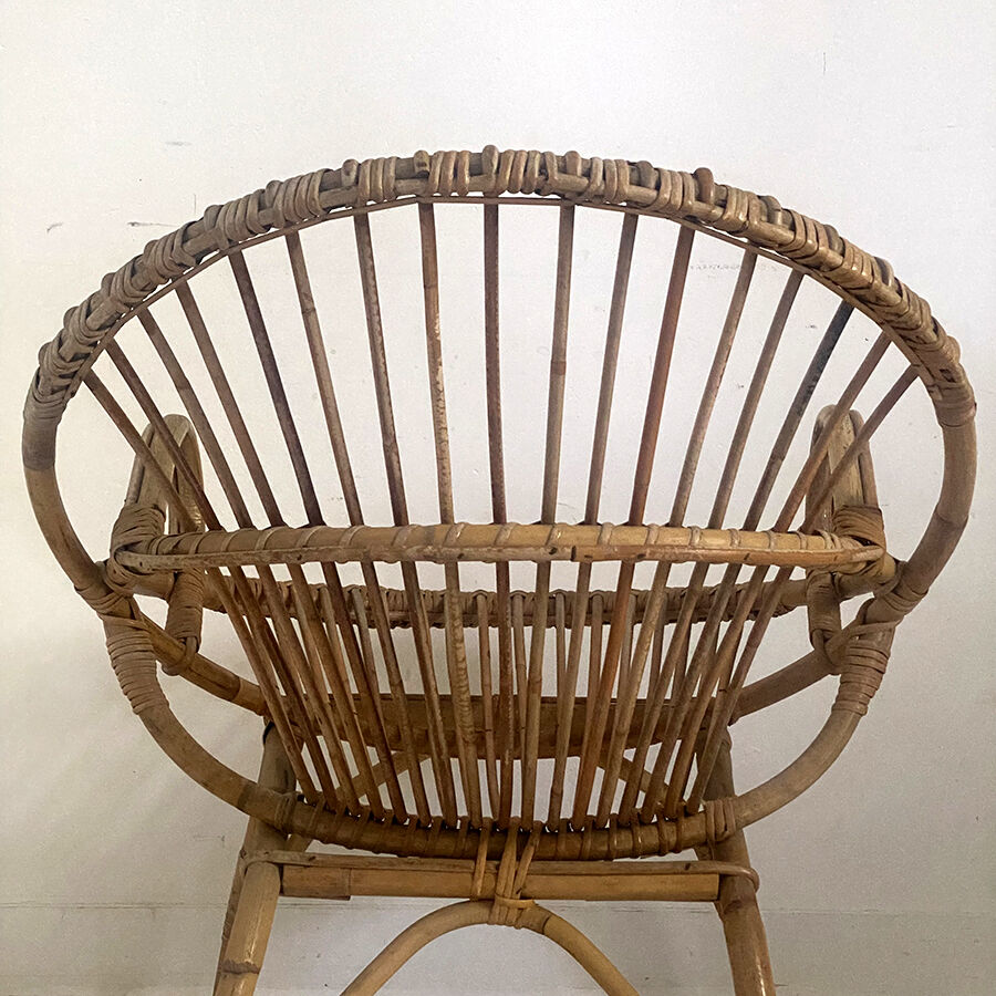 Vintage rattan armchair 60's