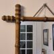 Antique turned wooden mirror in bamboo style, late 19th century A117