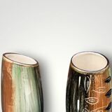 Deux anciens vases en faïence de Hubert Bequet (Belgique) - années 50