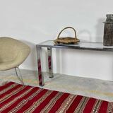 Seventies console structure chrome white marble top