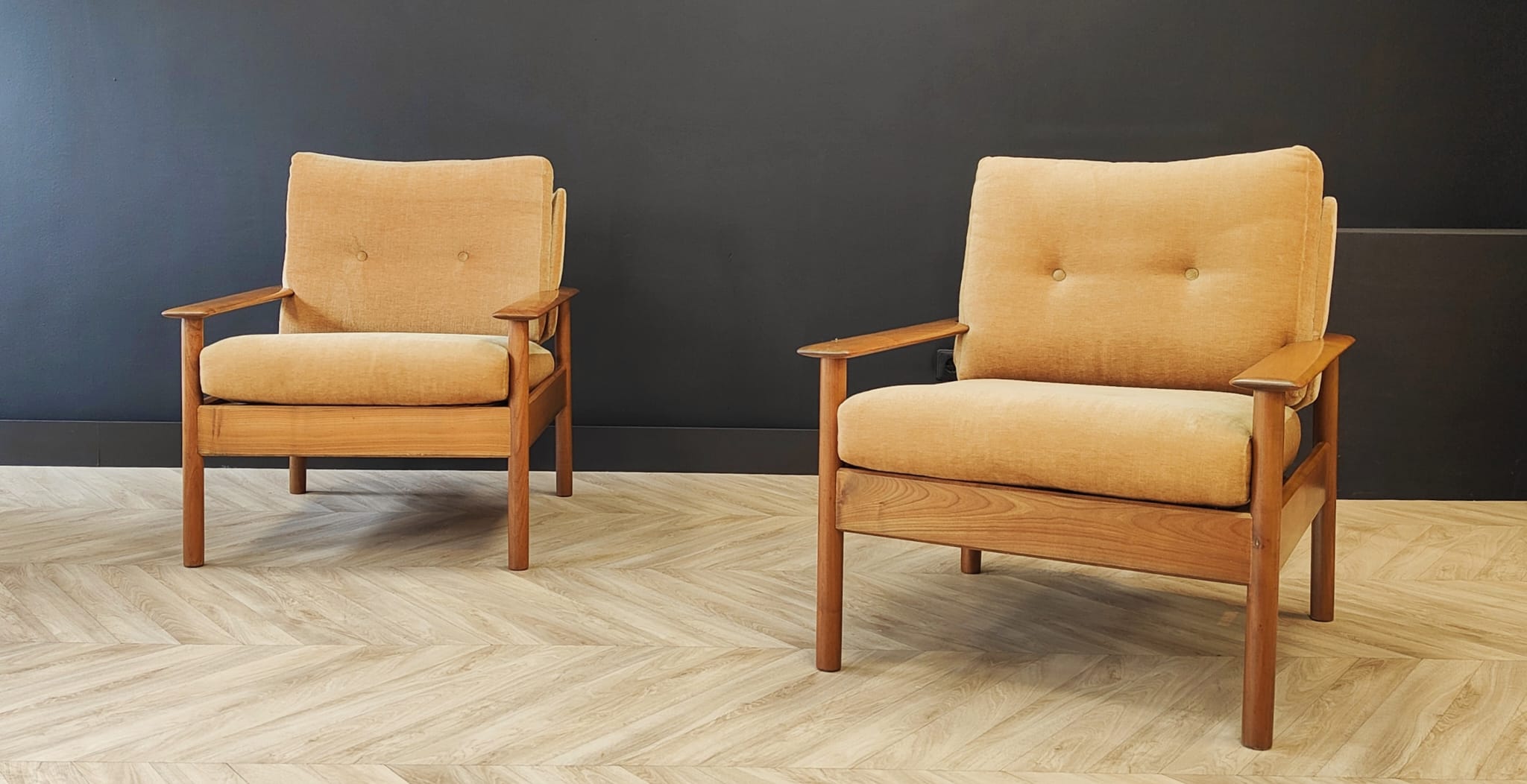 Two mid century armchairs vintage
