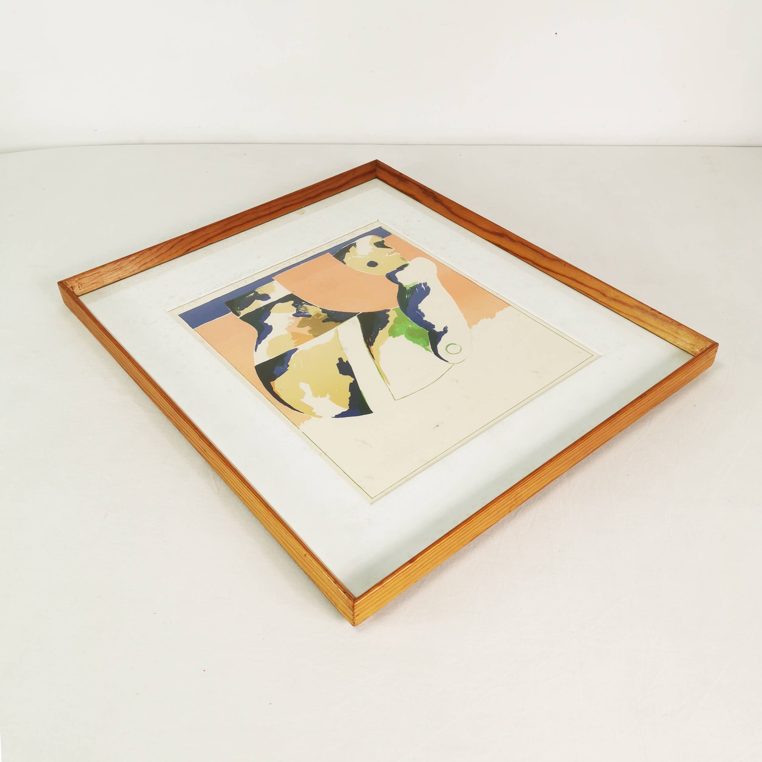 Horst Antes litografia “Portret głowy w kolorze”, Niemcy lata 70.