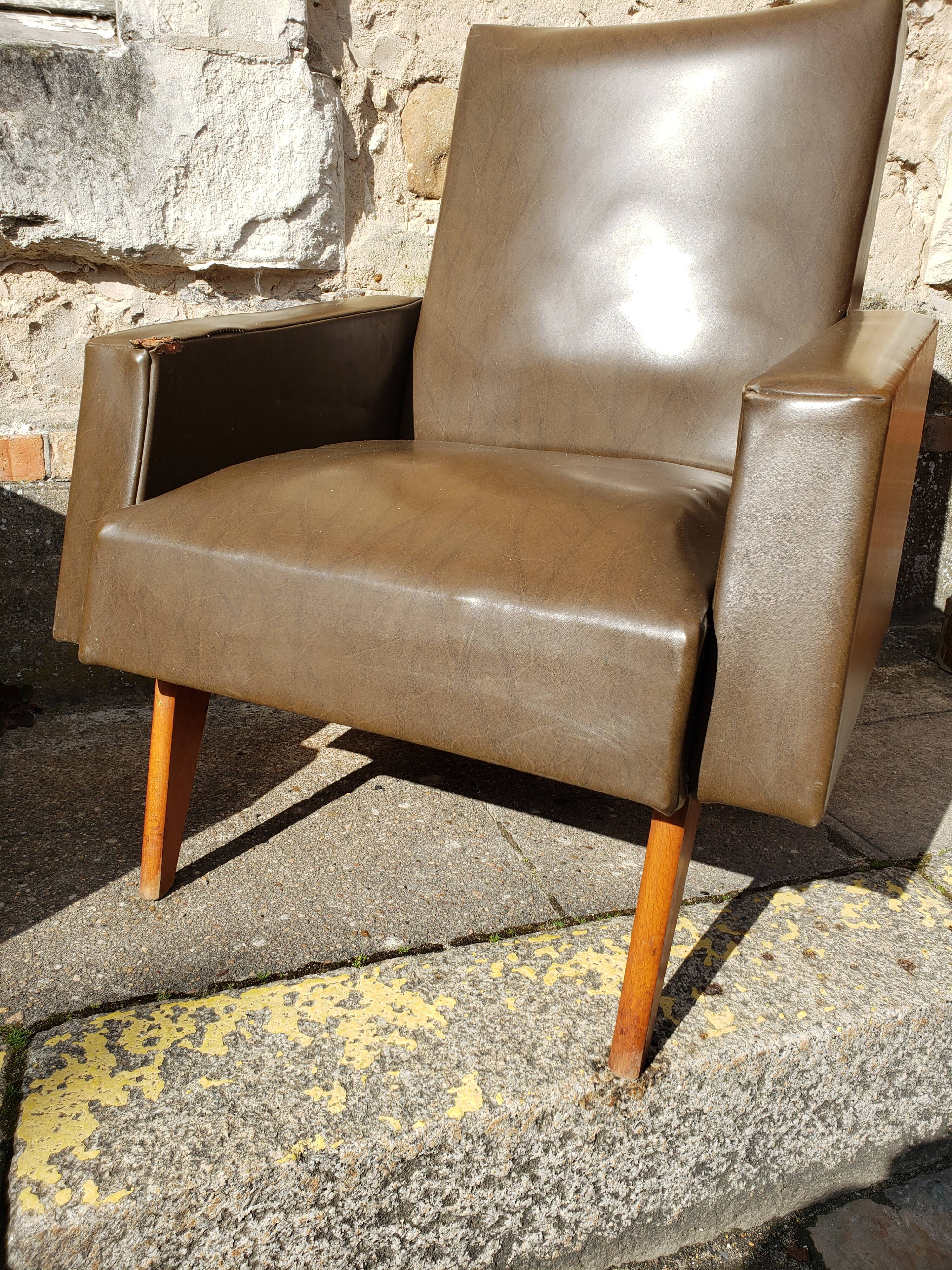Vintage Scandinavian olive green armchairs