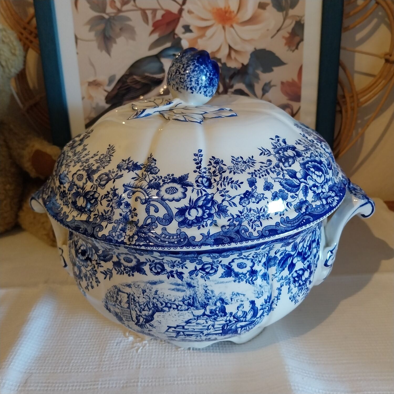 Old soup tureen Lunéville K&G toile de Jouy