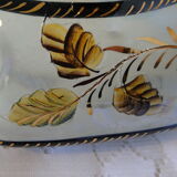 Soupière légumier avec plat anciens porcelaine barbotine H.Becquet quarqueron