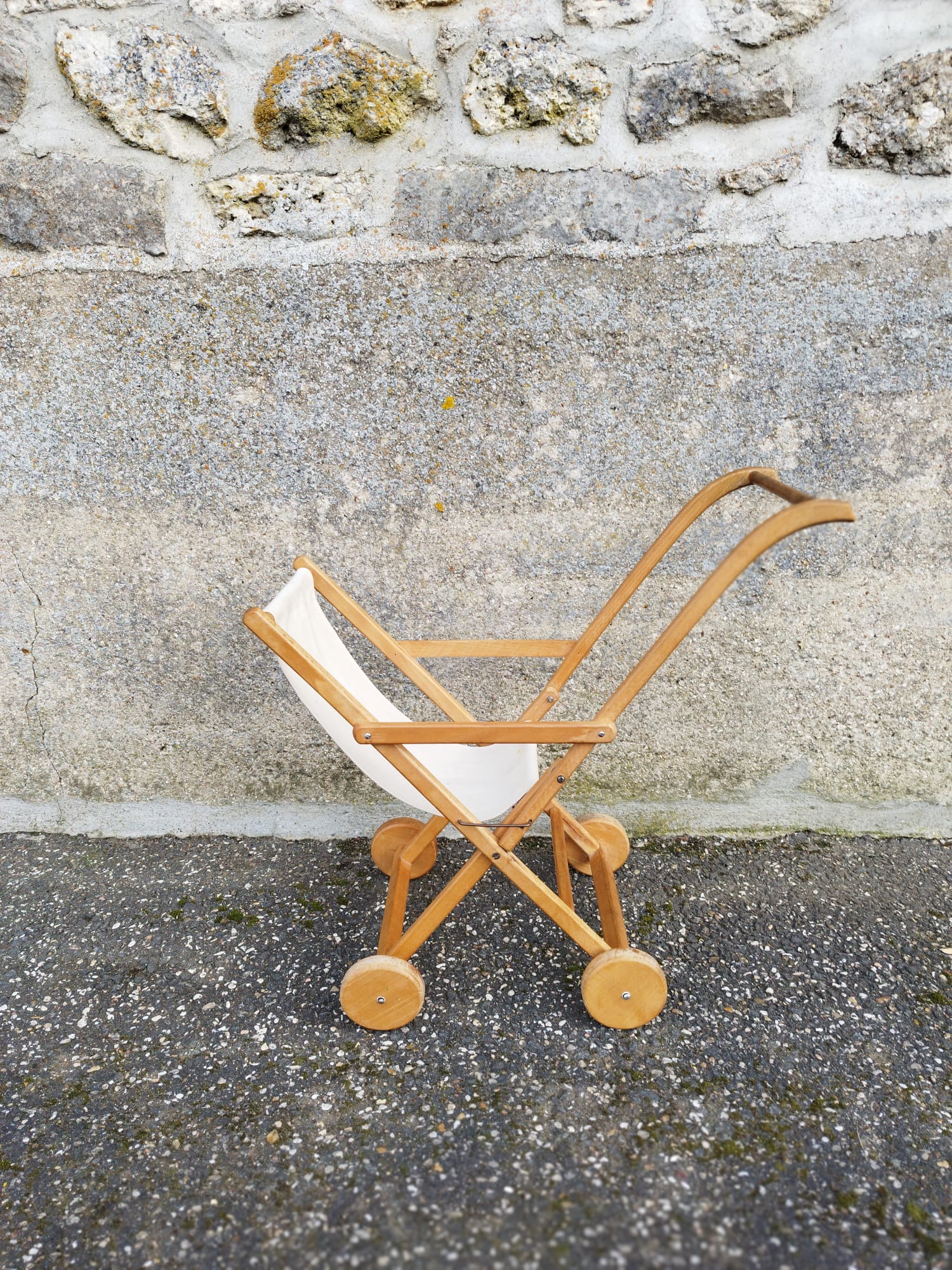 Vintage wooden doll stroller