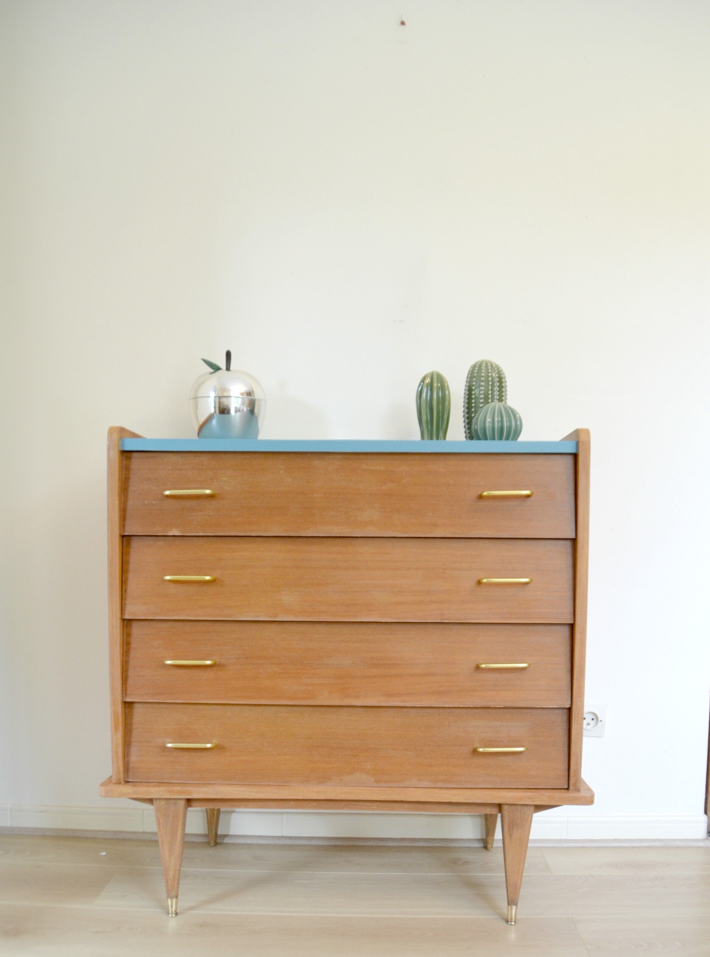 Vintage scandinavian style wooden dresser