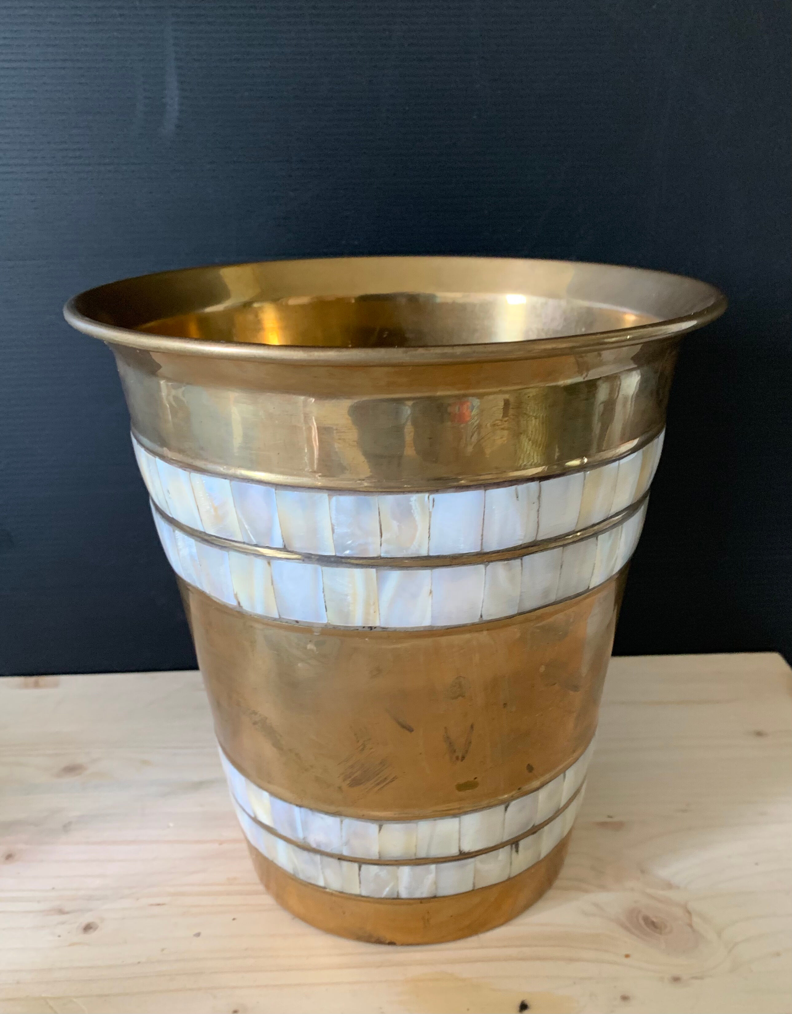 Brass and mother-of-pearl champagne bucket