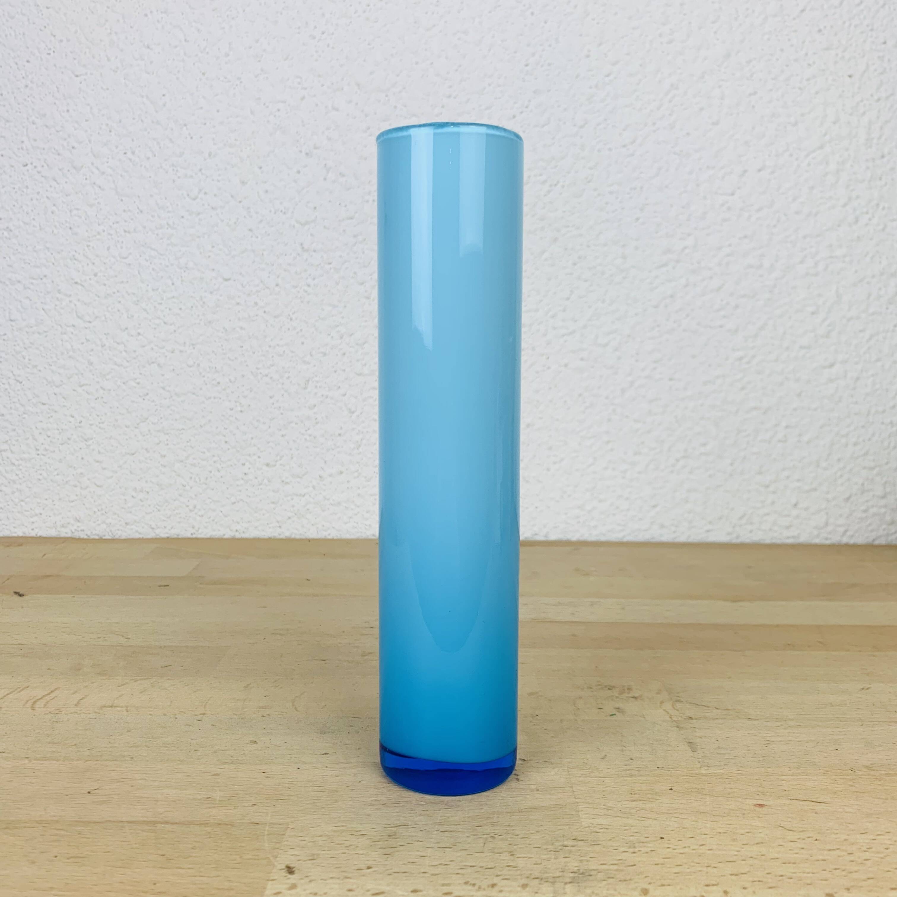 Scandinavian scroll vase blue glass