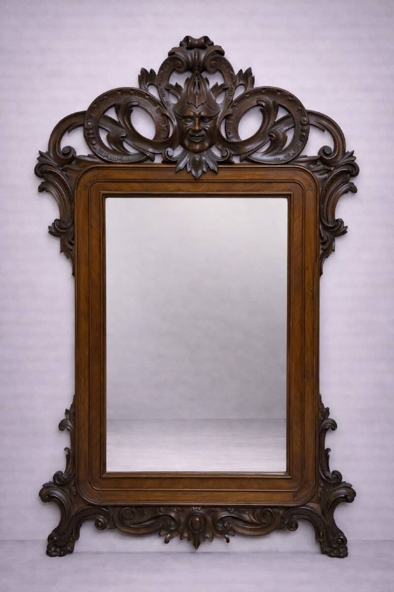 Very important carved wooden mirror, dating from the 19th century, Napoleonic III period.