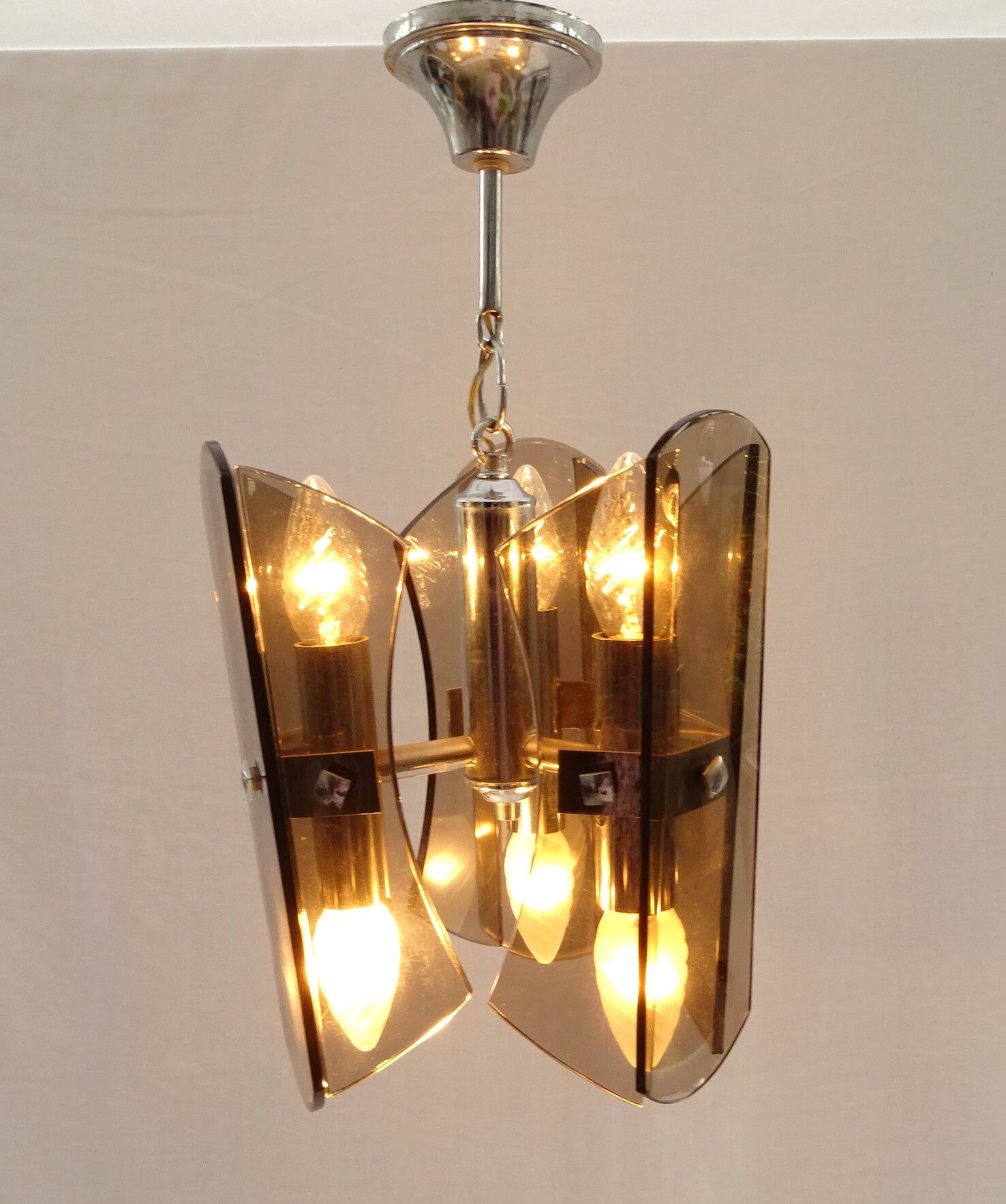 Design chandelier in smoked glass 6 lights