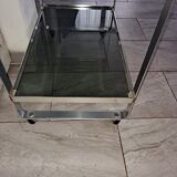 Mid Century Italian steel & Smoked Glass Serving Trolley