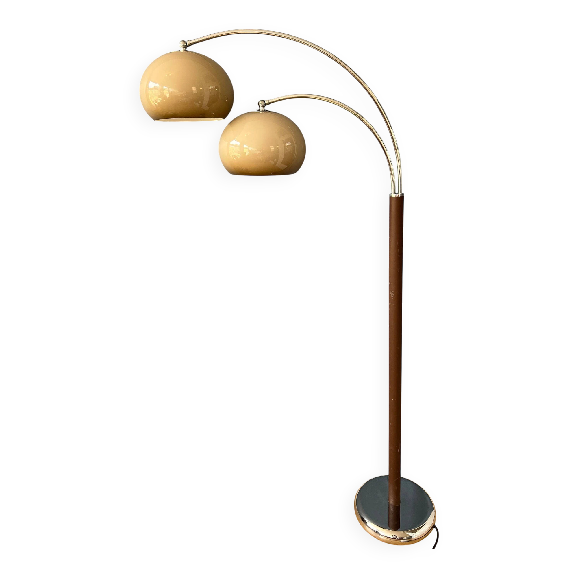 Mid-Century Dijkstra double arc floor lamp with mushroom shade