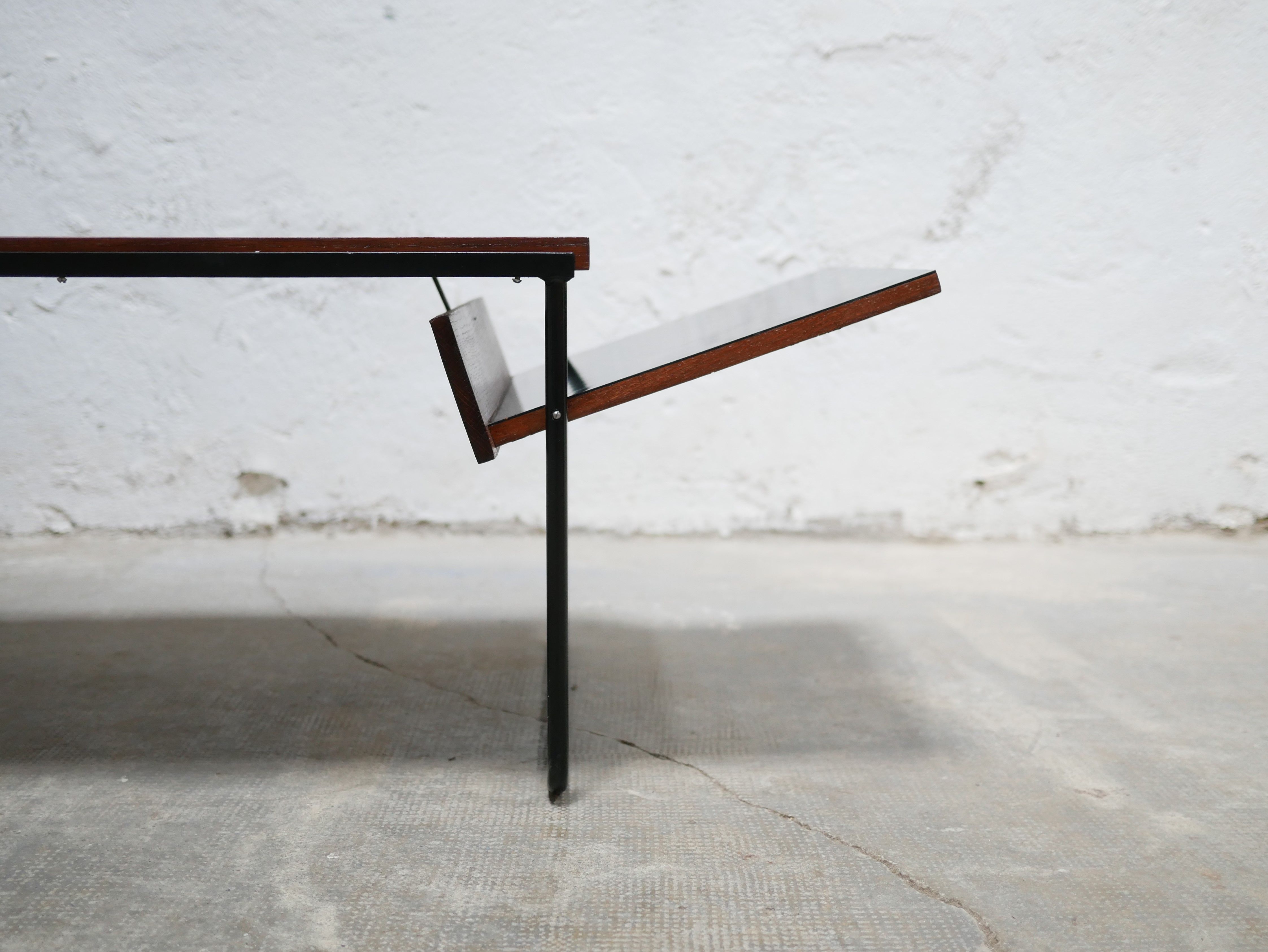 Modernist coffee table in wood and metal