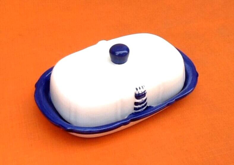 Ceramic butter dish with Maritime Lighthouse decor