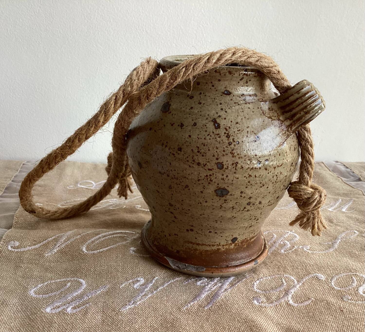 Pot vase with handles pyrite stoneware Truchon Corsica