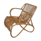 Fauteuil rotin corbeille de 1960