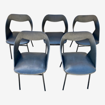 Set of 5 Louis Paolozzi Edition Sol chairs 1950