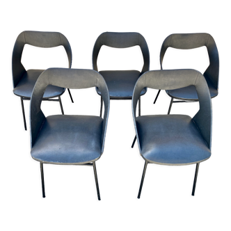 Set of 5 Louis Paolozzi Edition Sol chairs 1950