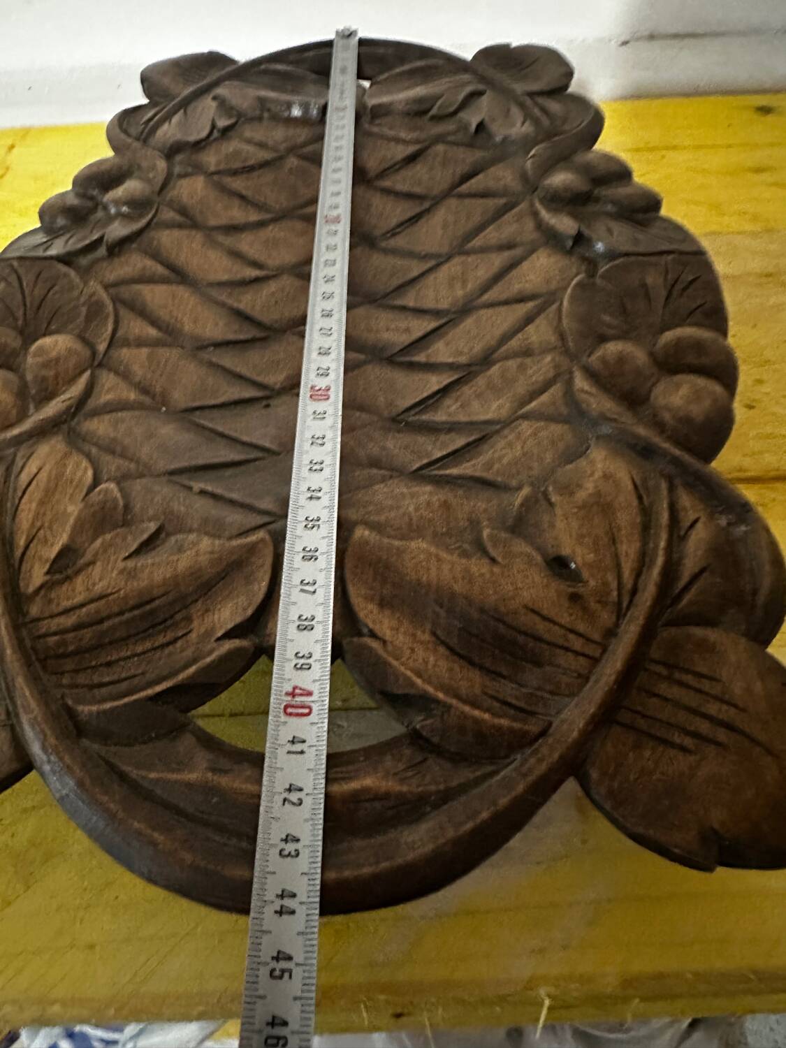 Basket or Pocket Emptying from the 1950s in Carved Wood signed A. Bouchez