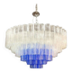 Large Transparent and Blue "Tronchi" Murano Glass Chandelier in Venini Styl