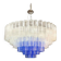 Large Transparent and Blue "Tronchi" Murano Glass Chandelier in Venini Styl