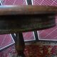 Pedestal table chessboard inlaid old pegs and staples