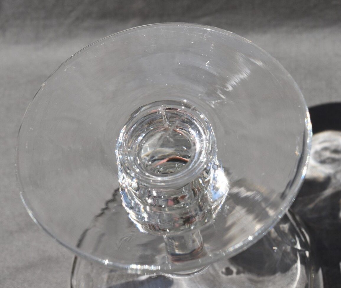 9 old champagne glasses in flat-waisted blown glass