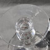 9 old champagne glasses in flat-waisted blown glass