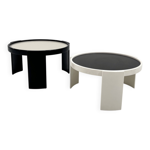 Lot de 2 large tables gigognes réversibles par G. Frattini pour Cassina, 70