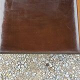 Vintage double wooden side table with copper base from the 50s