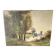 Old canvas painting at the water's edge, boat