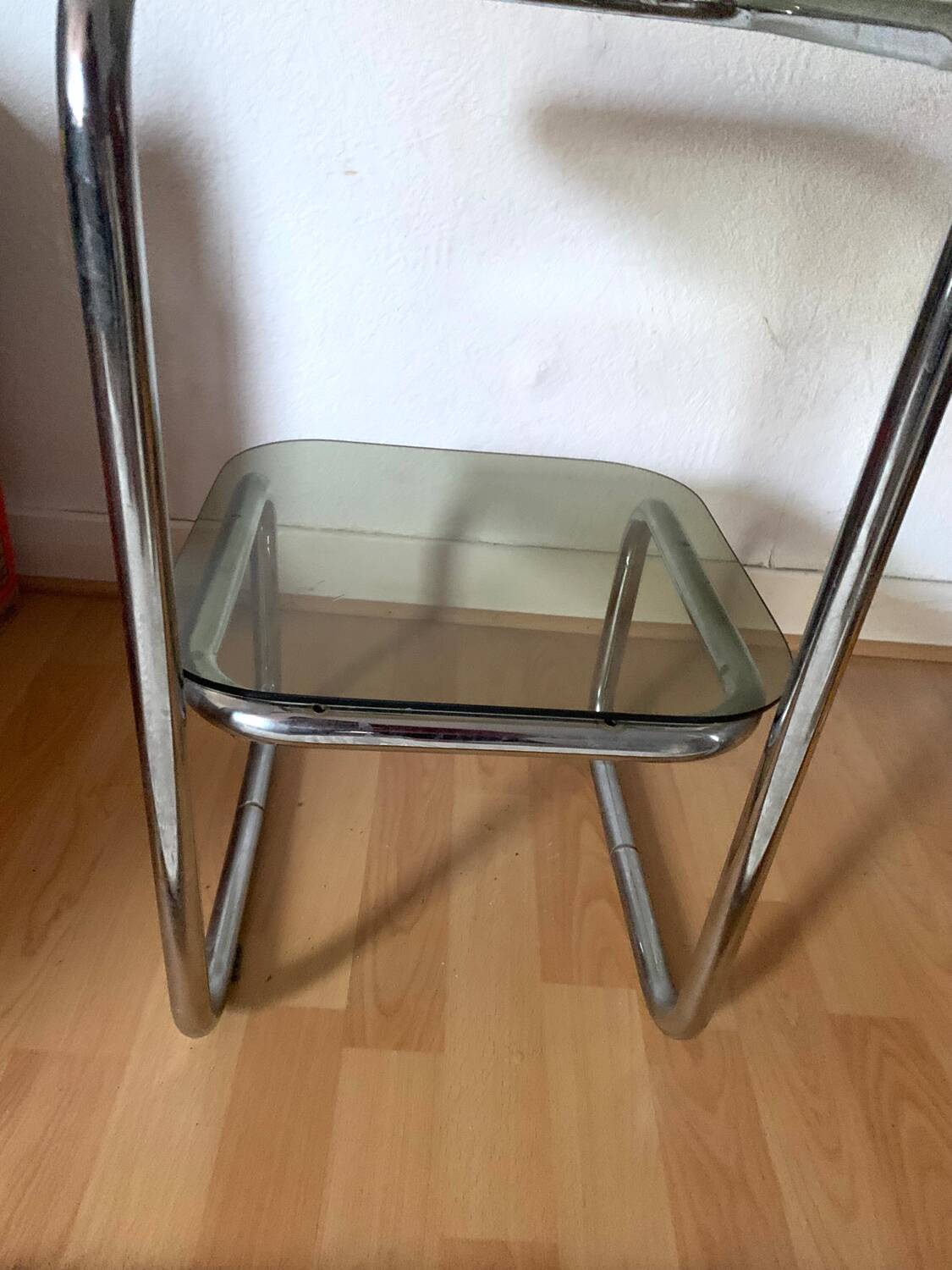 Vintage chrome and glass side table